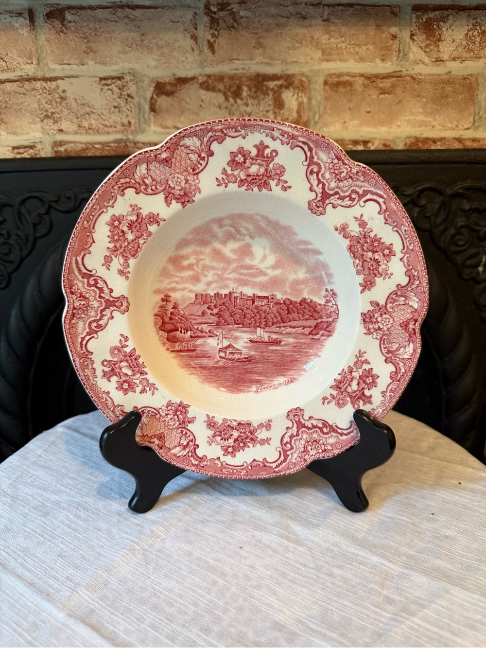 Johnson Bros Vintage Red Transferware Wide Soup Bowl Plate Wall Mismatched China